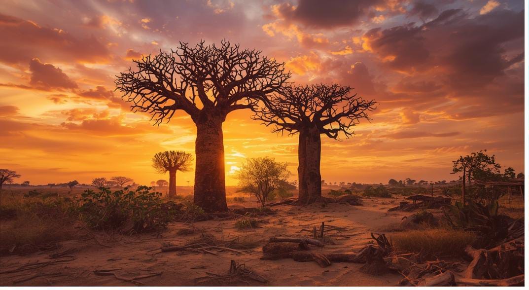 Baobabs coucher de soleil Sénégal