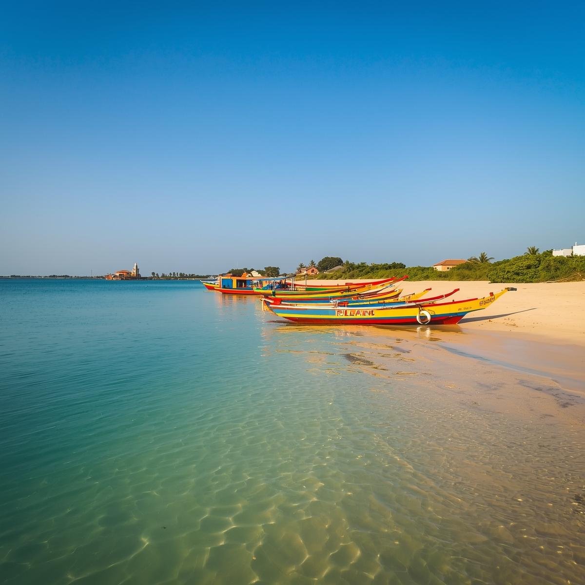 Plage pirogues colorées